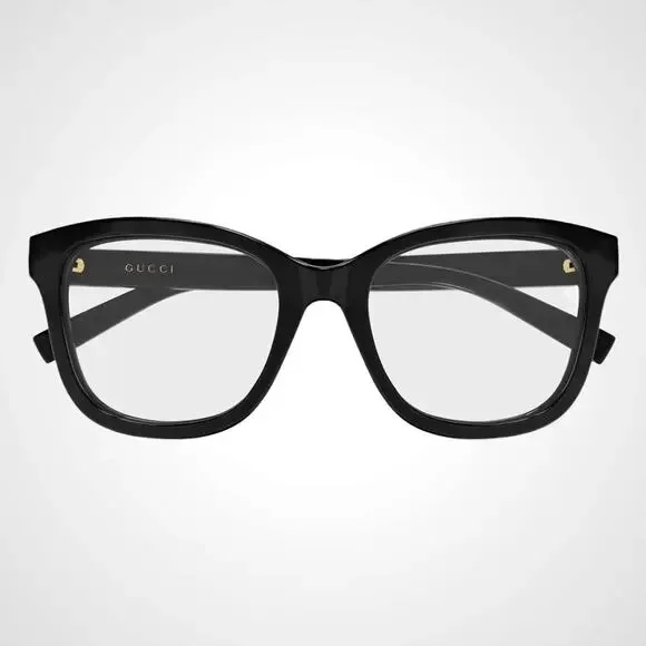 New GUCCI Eyeglasses 53-19-140 Black Square GG Logo Red Green Web Women Rx-able - Picture 2 of 4